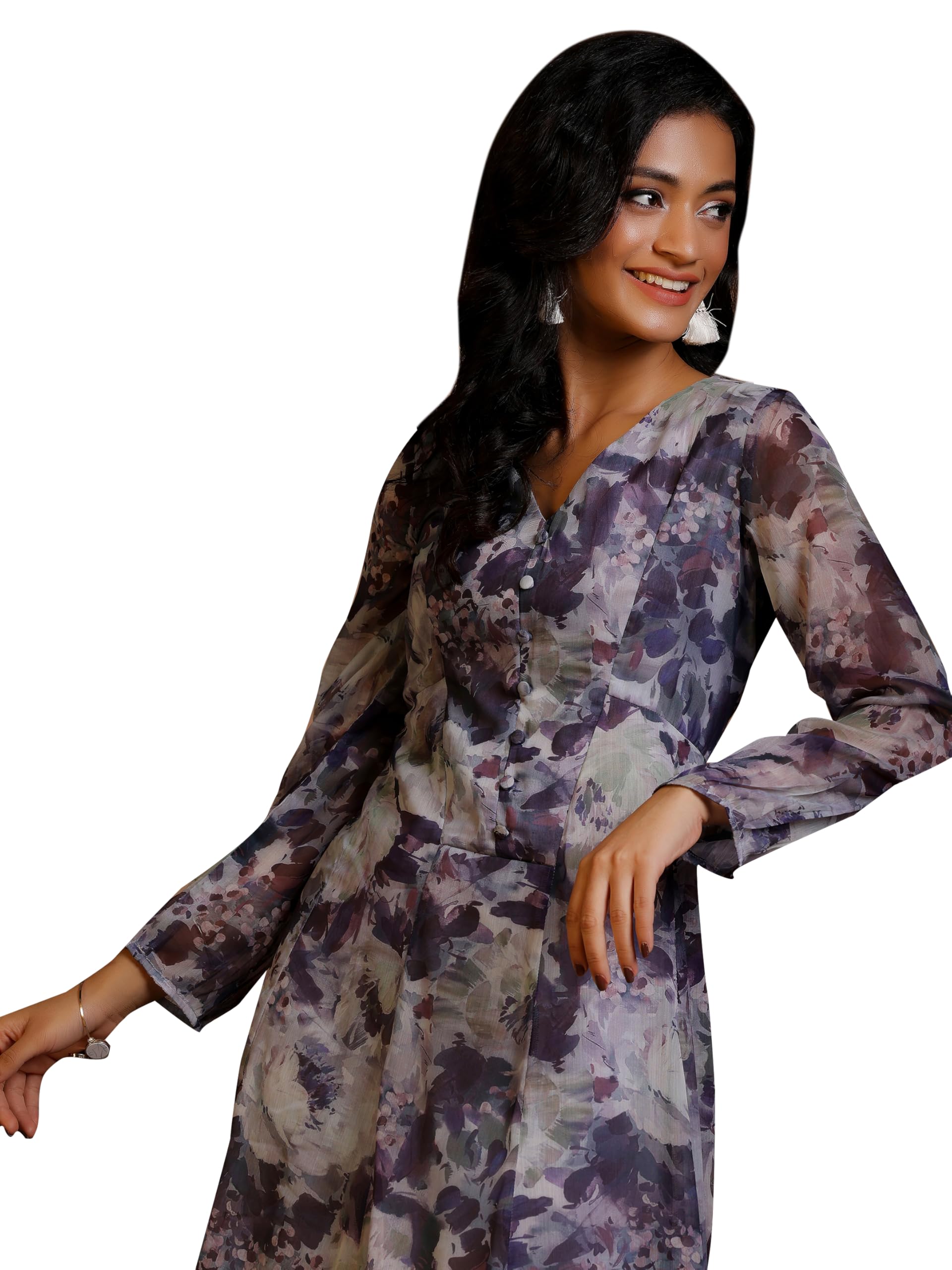 Libas Womens Printed Chiffon A-Line Dress For Women