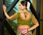 Pujia Mills WomenS Indian Ethnic Wear Designer Maggam With Zari Embroidery With Sequence Work Round Neck Half Sleeve Readymade