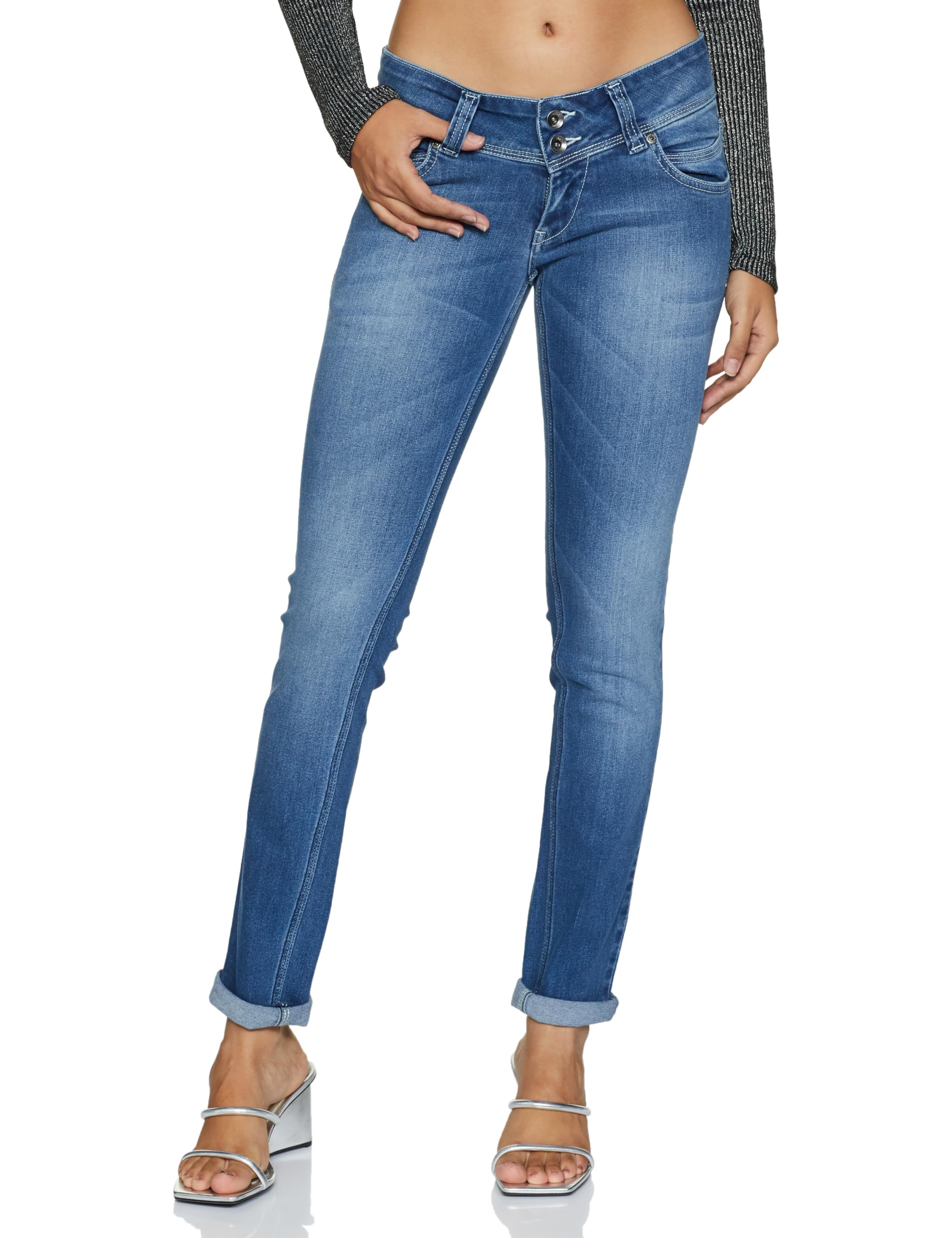 Pepe Jeans WomenS Mid Rise Regular Fit Jeans Lt-Blue