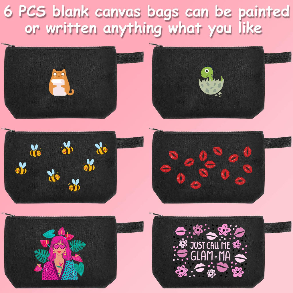 Weewooday 12 Pieces Canvas Makeup Bags for Women Plain Cosmetic Pouch with Zipper Blank DIY Bags for Travel Wedding Teacher Wome