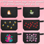 Weewooday 12 Pieces Canvas Makeup Bags for Women Plain Cosmetic Pouch with Zipper Blank DIY Bags for Travel Wedding Teacher Wome