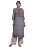 Libas Women'S Crepe Printed Straight Kurta (26565_Lavender