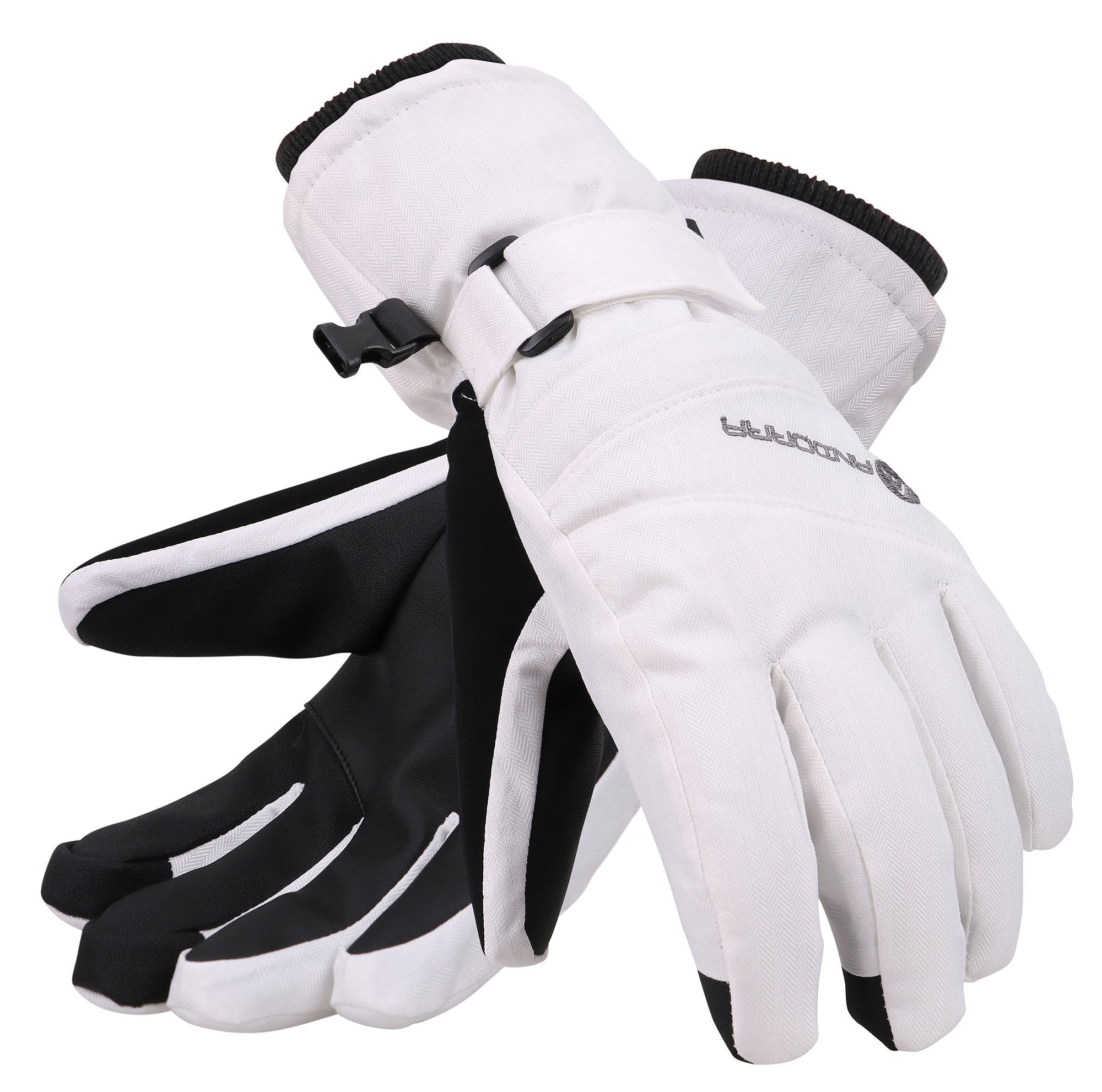 Andorra Snow Gloves Women Touchscreen Zipper Pocket Ski Gloves, White, S