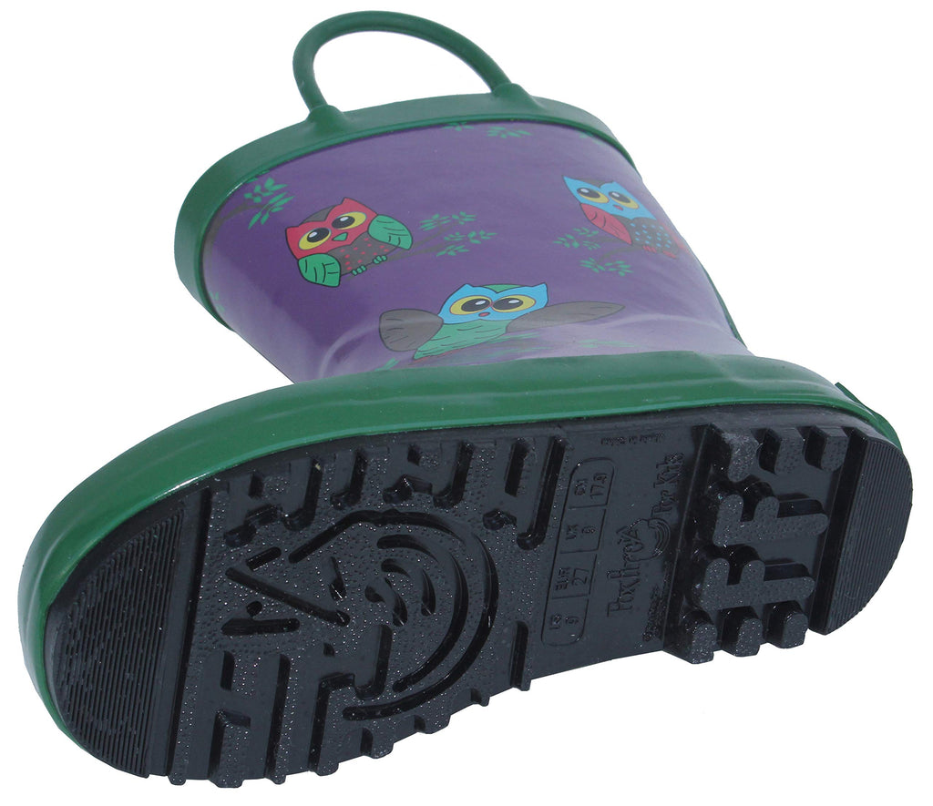 Foxfire FOX-600-74-5 Childrens Purple Owl Rain Boot - Size 5