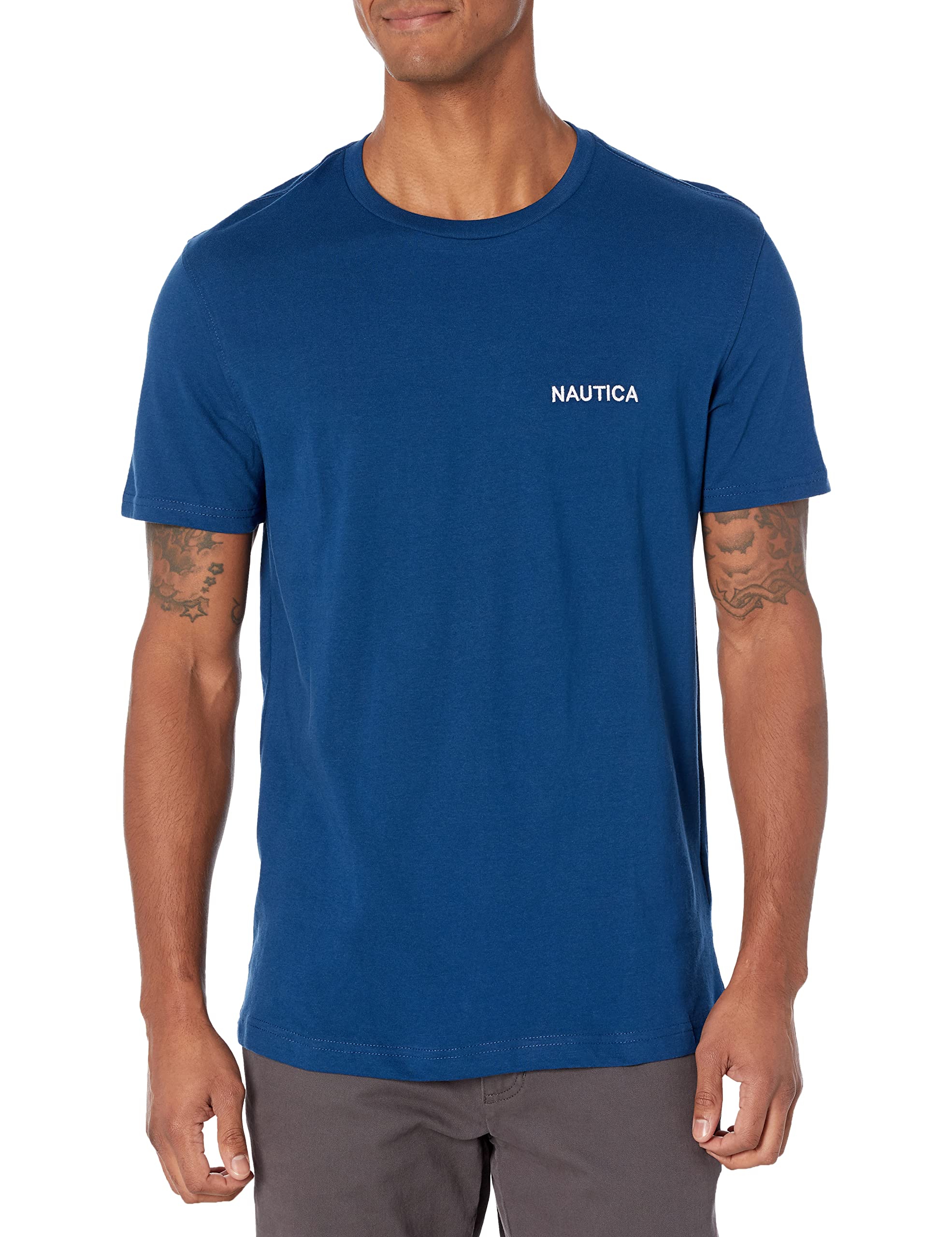Nautica Men's Short Sleeve Solid Crew Neck T-Shirt, Estate Blue, 3X-Large