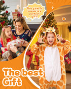 CANASOUR Unisex Anime Halloween Kids Giraffe Onesie For 10-12 Years Girls Boys One Piece Christmas Costume Orange Party Cosplay