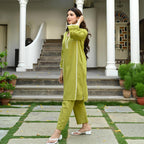 GoSriKi Womens Cotton Blend Solid Ethnic Co-ord Set