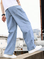 Kotty MenS Solid Zero Gravity Baggy Storm Breaker Shadow Jeans(Blue,30)