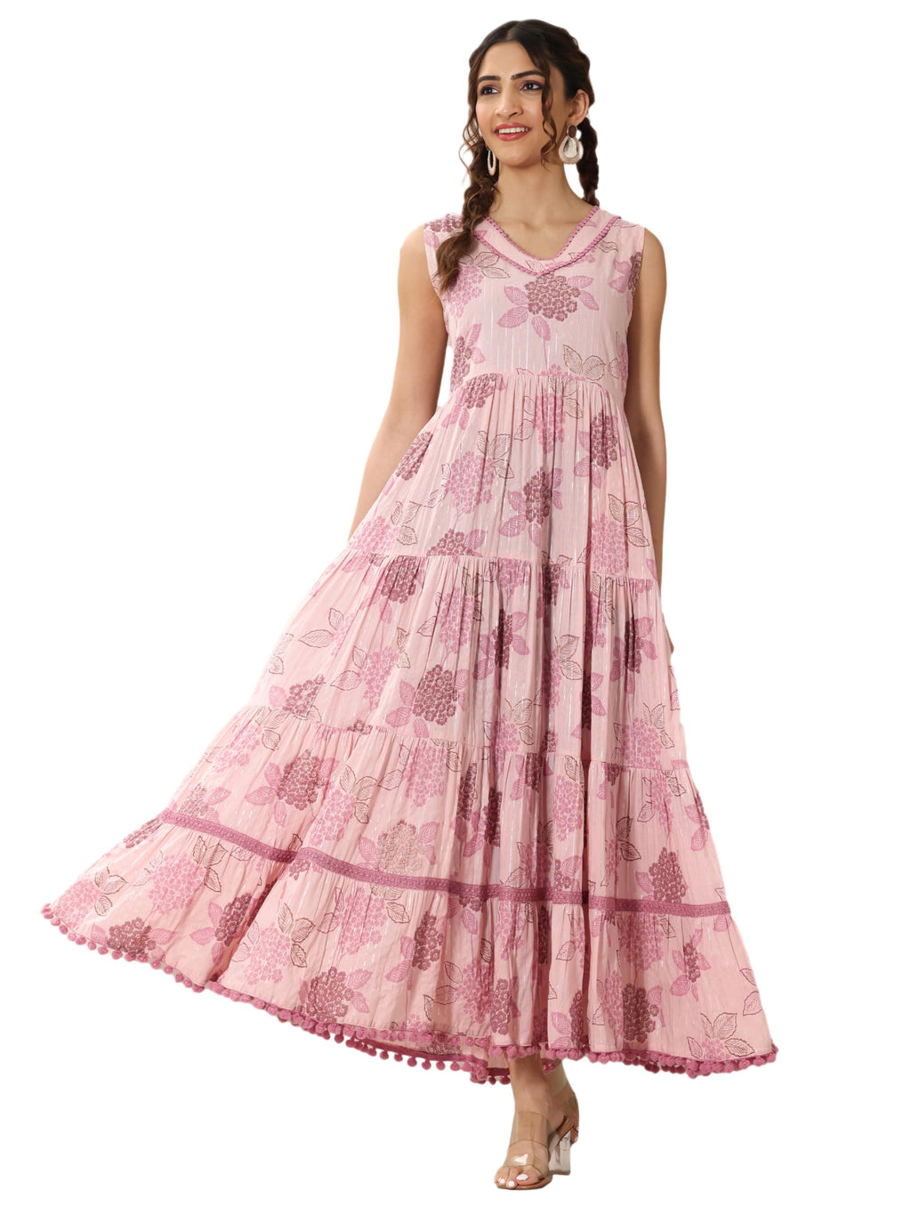 Libas WomenS Cotton Fit And Flare Maxi Casual Dress (98176_Mauve_Xxl)