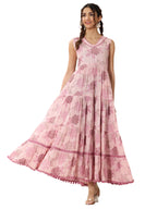Libas WomenS Cotton Fit And Flare Maxi Casual Dress (98176_Mauve_Xxl)