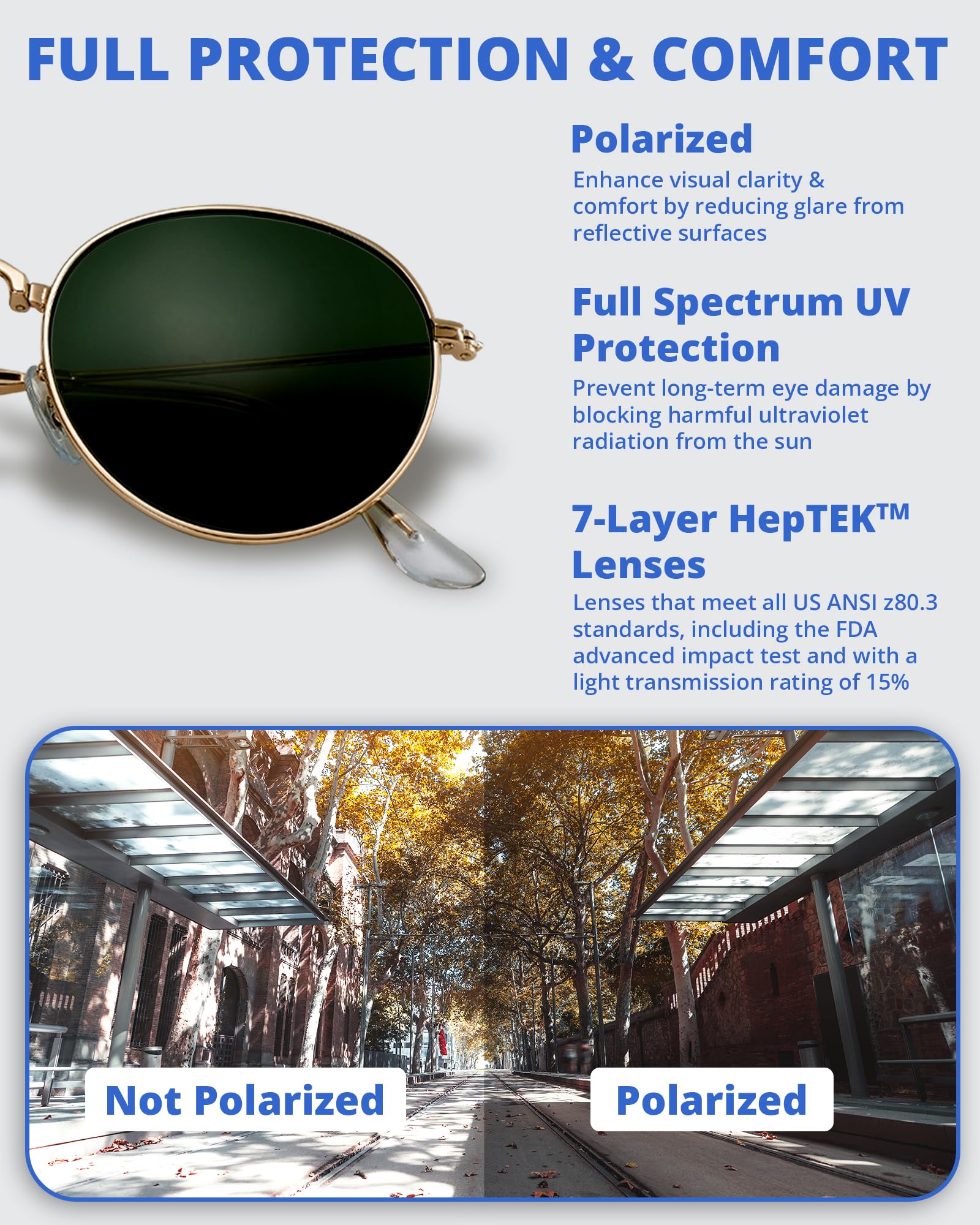 Round Folding Sunglasses Polarized, UV400, UVA, UVB Protection for Men Women, Folding Sunglasses Leather Case