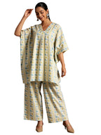 Libas Women Cotton Printed Co-Ord Set (35519_Cream, Xl