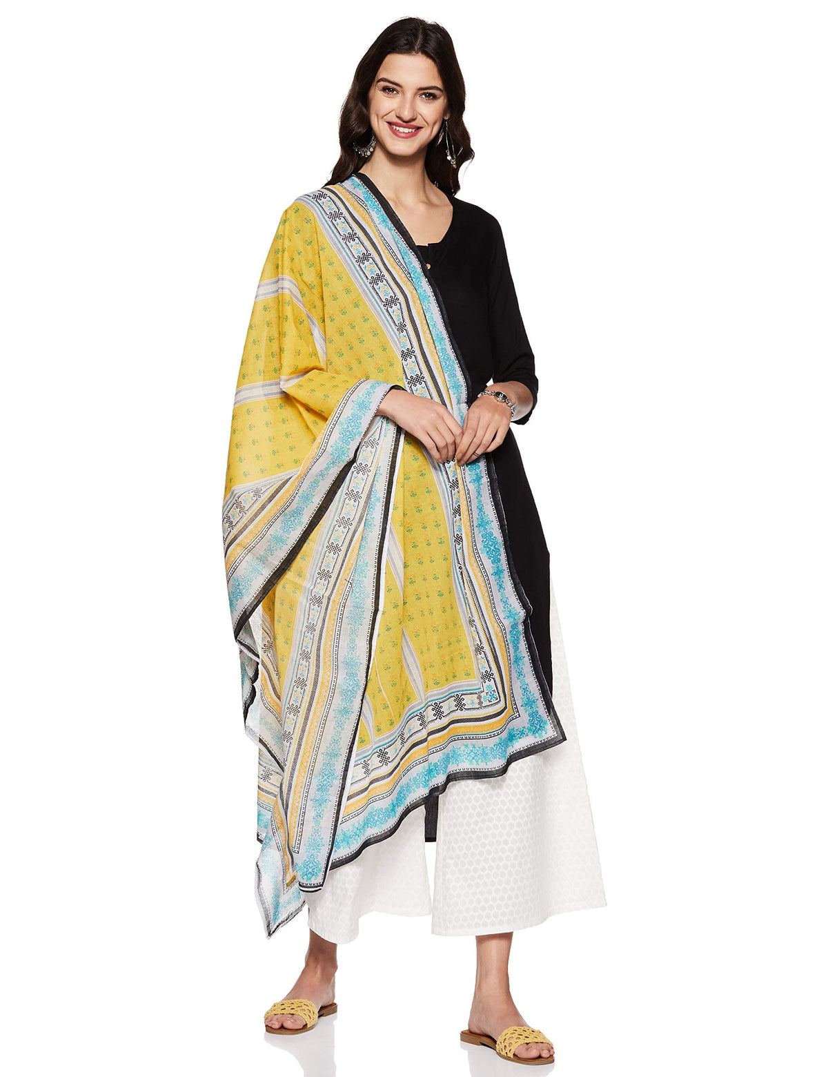 Aurelia WomenS Striped Cotton Dupatta (18Fek75090-63005_Fs_Green_Green_Free Size)