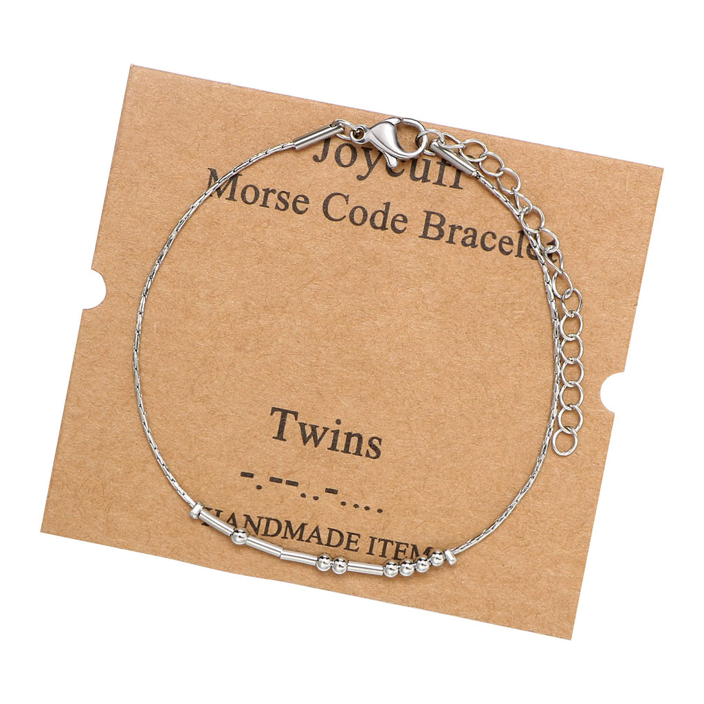 JoycuFF Morse Code Bracelets for Women Twins Sister Birthday Gifts from Sister Inspirational Gifts for Sister Mother 's Day Chri