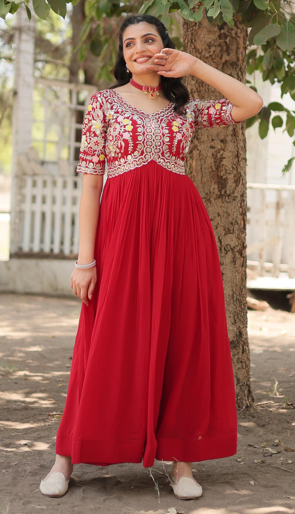 Fashion Basket WomenS Georgette Embroidered Anarkali Gown