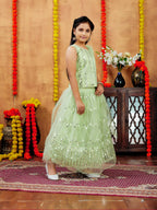 Aarika Girls Ethnic Wear Sea Green Colour Sequin Embroidery Net Lehenga Choli Set (4-10 Years)