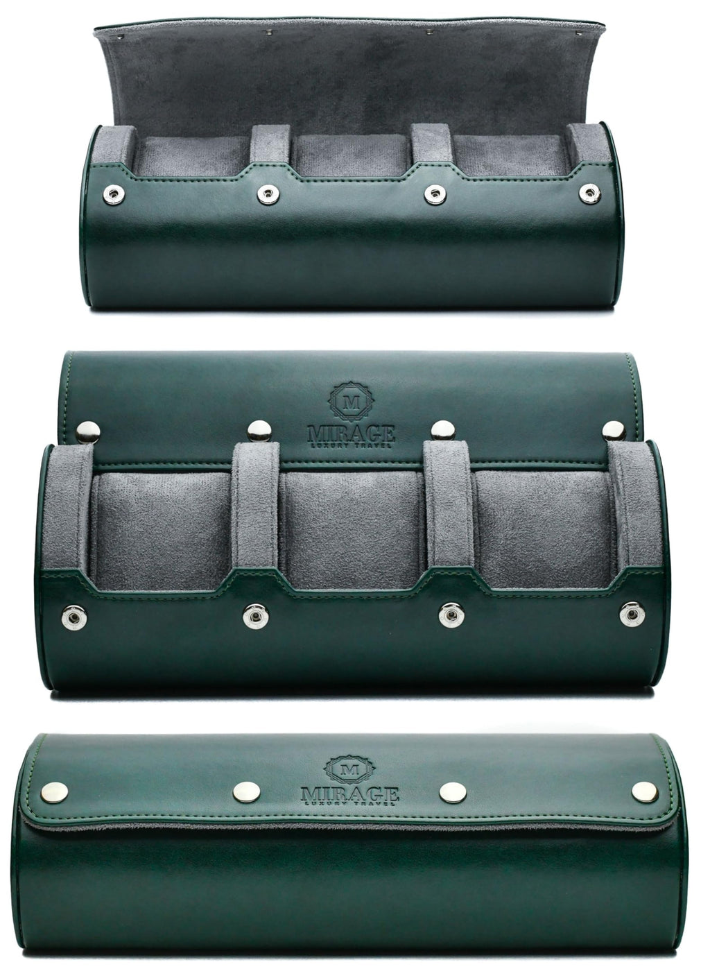 Watch Case for Men - Watch Roll Travel Case - Storage Organizer and Display - Royal Green
