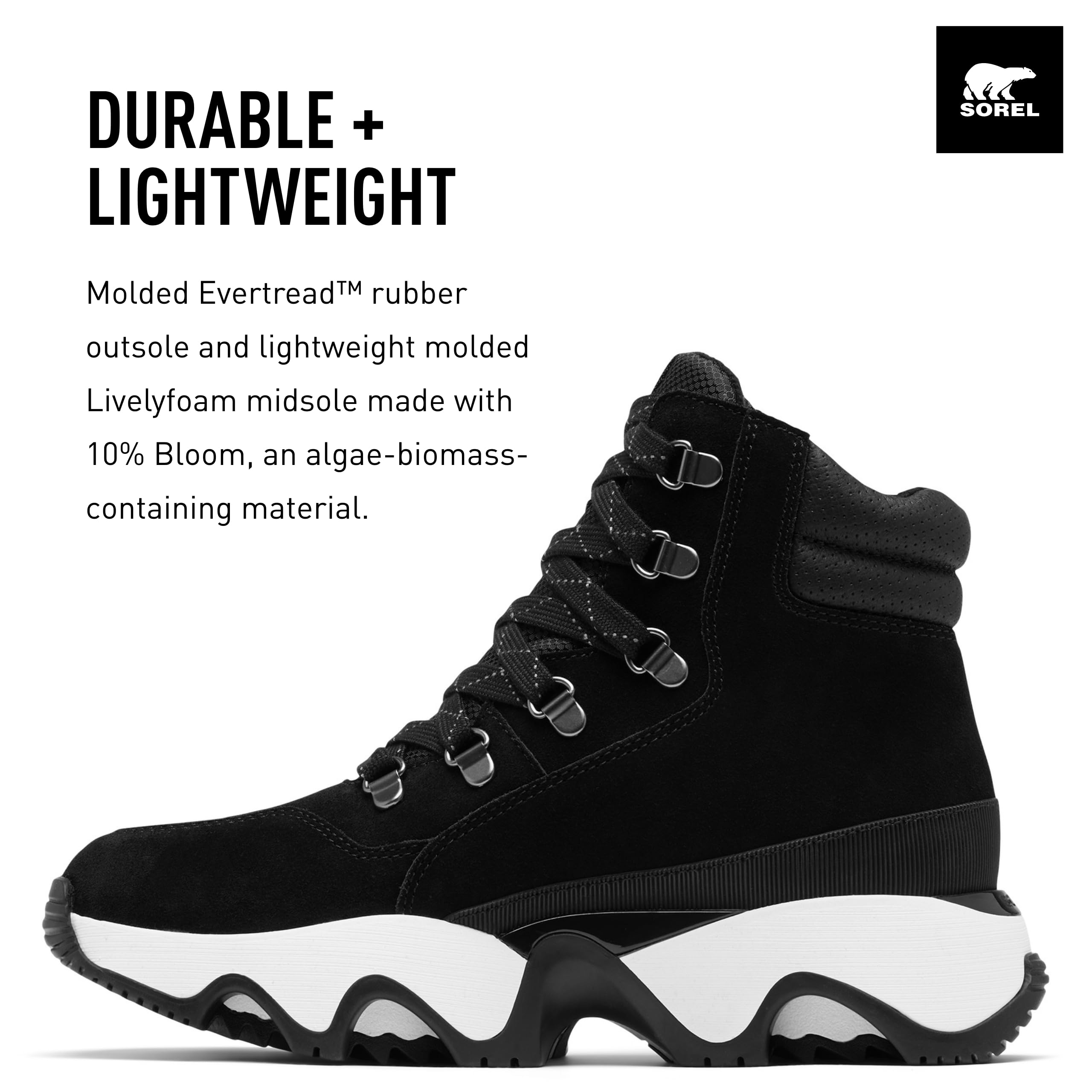 Sorel Women's Kinetic Impact Conquest Waterproof Shoes - Black, Sea Salt - Size 8