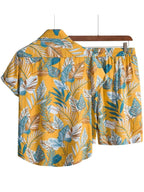 OM SAI LATEST CREATION Unisex Night Dress, Palm Tree & Leaf Printed Soft Rayon Night Wear Set for Men & Womens, Pajama Short Ni