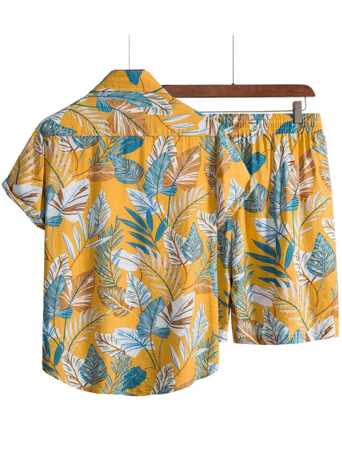 OM SAI LATEST CREATION Unisex Night Dress, Palm Tree & Leaf Printed Soft Rayon Night Wear Set for Men & Womens, Pajama Short Ni