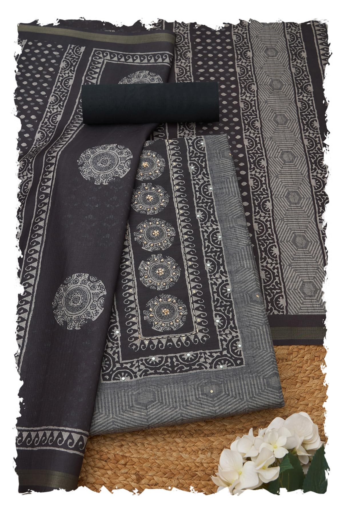 Soch Women Art Tussar Ethnic Motifs Unstitched Dress Material with Thread Work