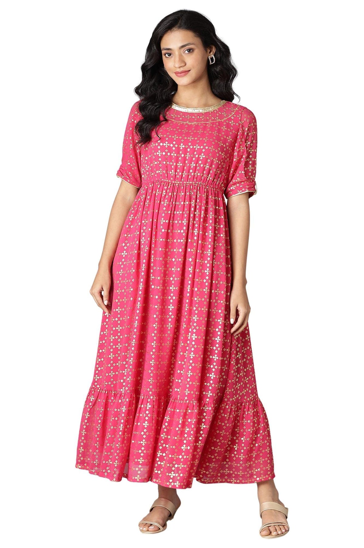 Aurelia Womens Polyester Dress & Tight (22FEAS14367-504267_Pink