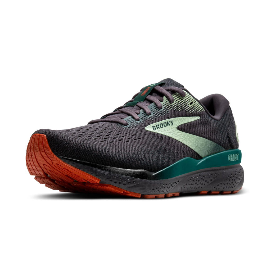 Brooks Mens Ghost 16 Neutral Running Shoe - Blackened Pearl/June Bug/Green - 8 Medium