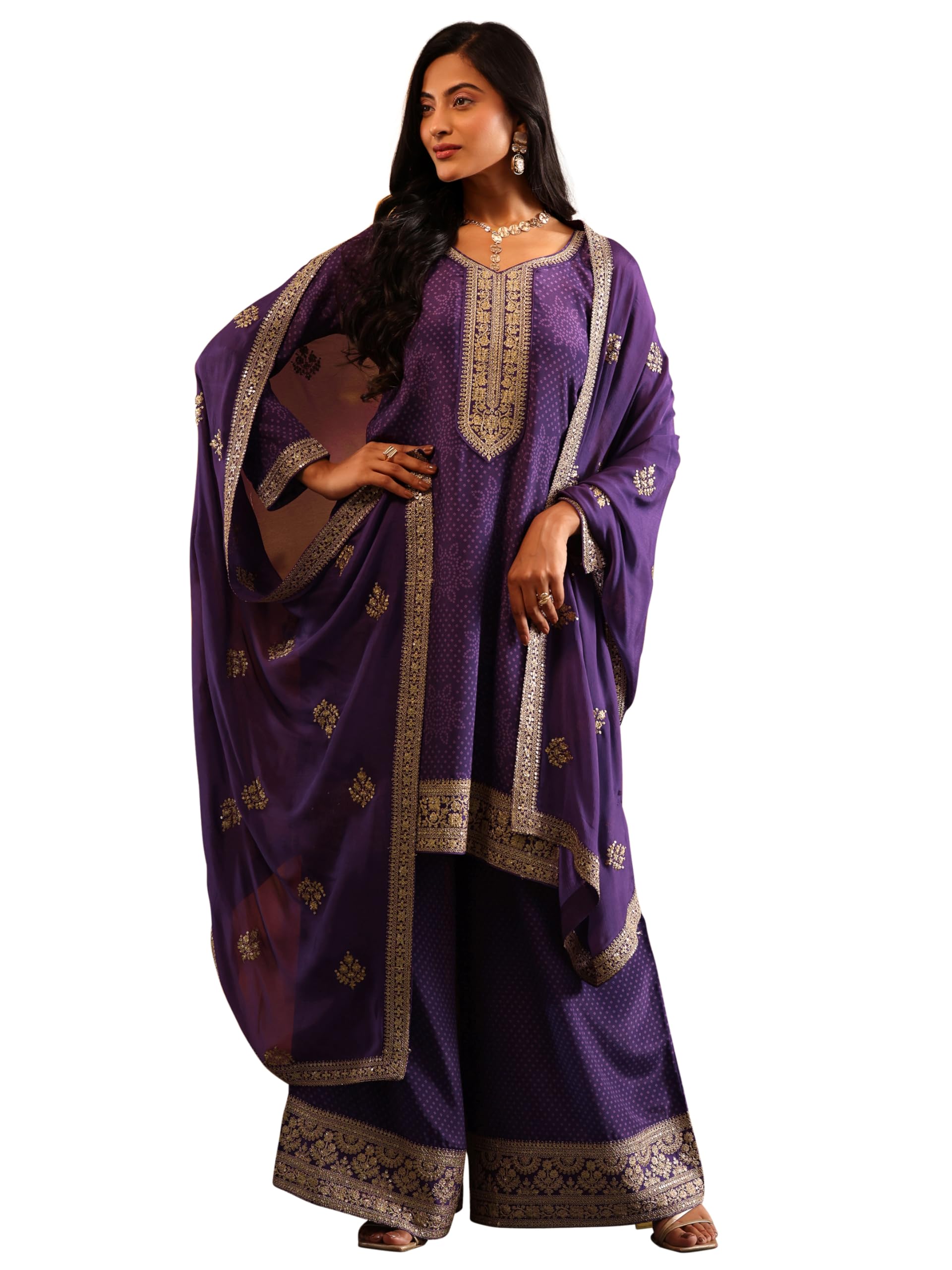 Libas Art Printed Chinon Straight Kurta Set for Women (49802AXL)