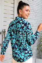 POPWINGS Printed Full-Sleeves Regular-Fit Polyester Printed Shirt for Women Stylish Western Casual Wear