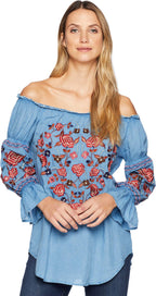 PEASANT BLOUSE W/EMBROIDERY