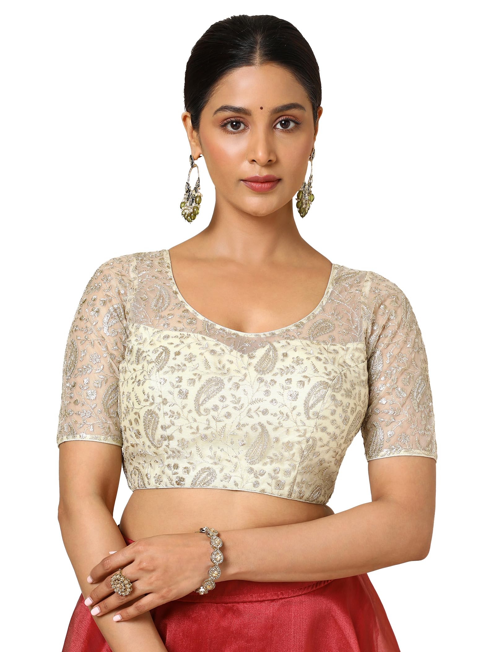 Soch Women Embroidered Padded Net Blouse with Sequins