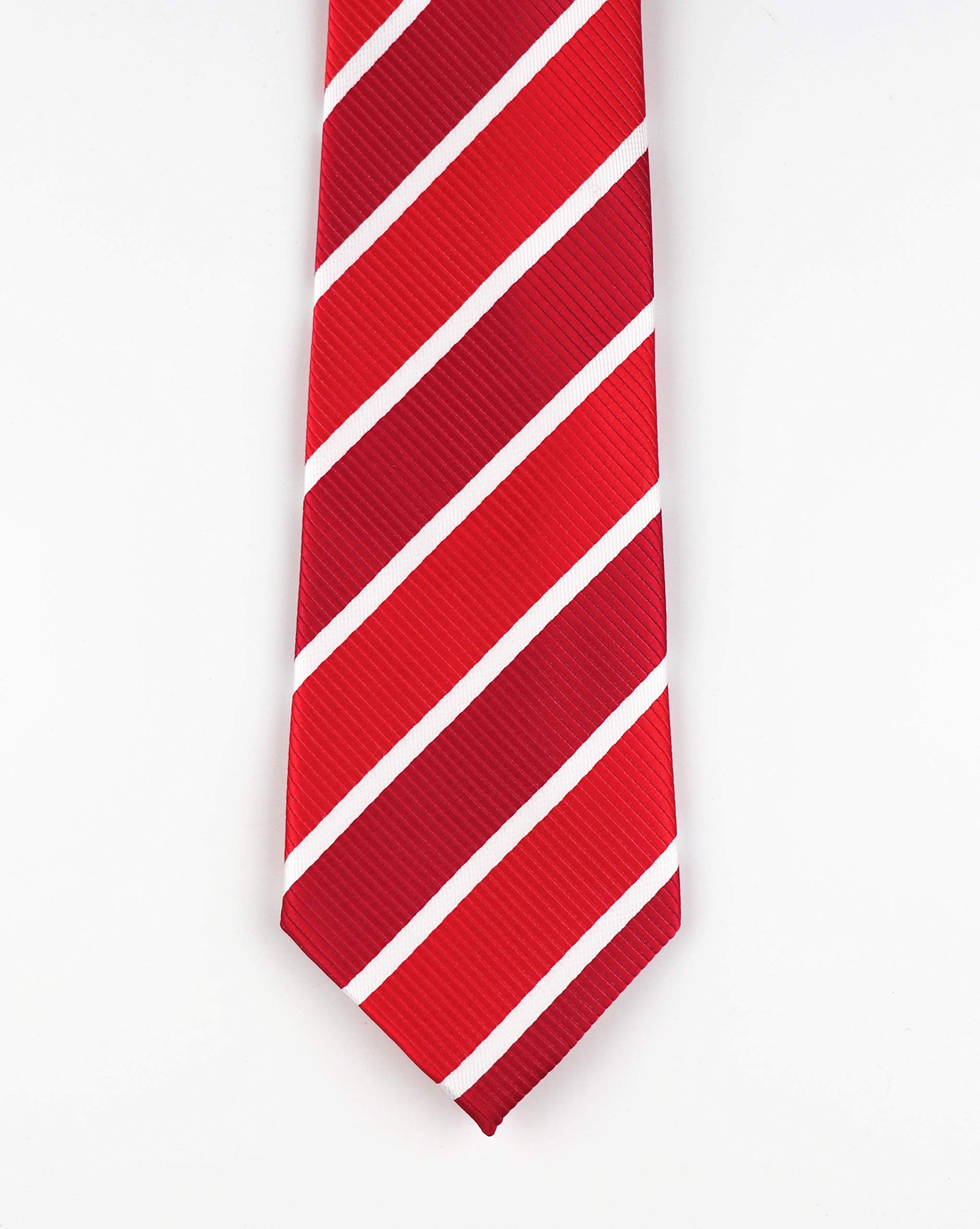 Ctskyte Men Striped Red White Silk Tie Fashion Necktie for Boys