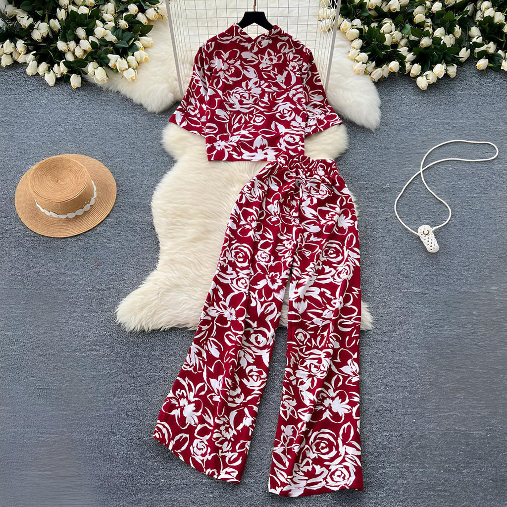 Gufrina Women For Co Ord Set|| Oversize Shirt|Shirt Collar Top| Flora Co-Ord Set For Women Print|Button-Down Casual Wear For Wom