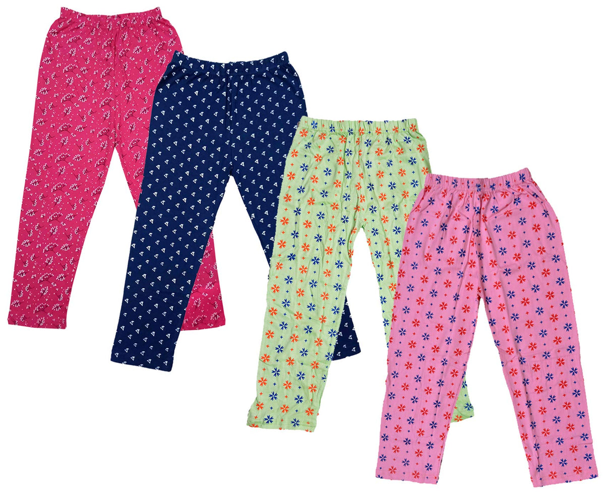 IndiWeaves Regular Fit Pure Cotton Pajama Pants with All Over Print for Girls (Multicolor Designs)(Pack of 4) 13-14