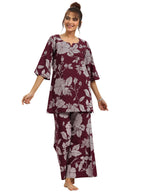 Libas WomenS Cotton Regular Casual Night Suit (50325_S) Burgundy