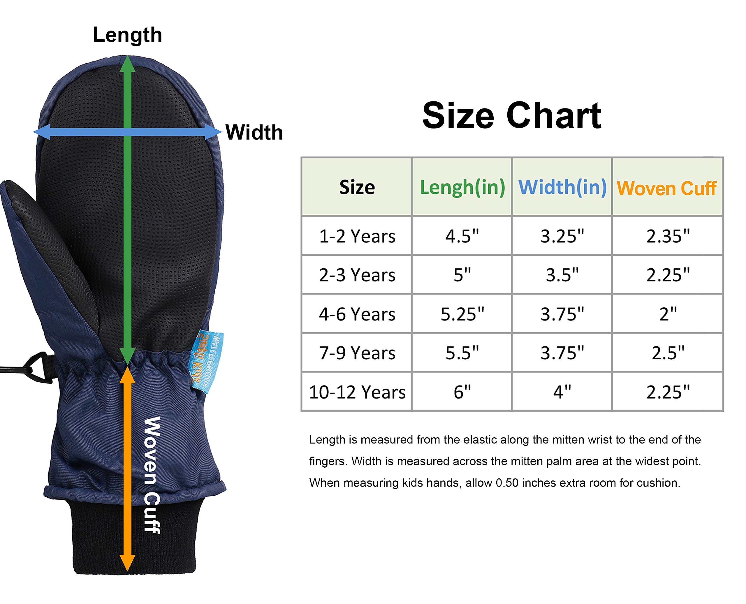 SimpliKids Boys Snow Mittens Toddler Snow Gloves Insulation Waterproof Winter Ski Mittens,XS,Navy