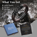 Btysun Gifts for Husband Leather Bracelets for Men Handmade Braided Bracelet I Love You Gifts for Him Anniversary Birthday Knot