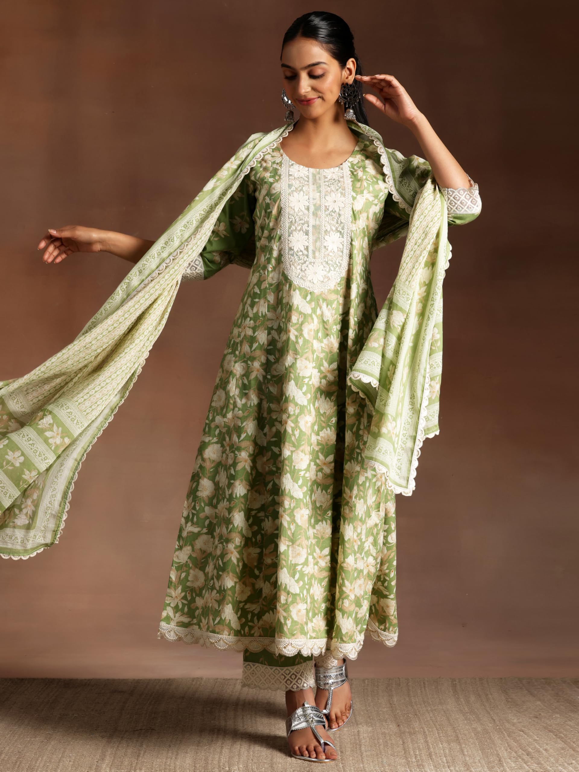 Libas WomenS Cotton Kurta Set (35823_Green