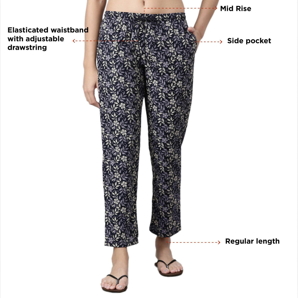 Enamor E4A5 Mid-Rise Straight Leg Pant for Women with Side Pockets