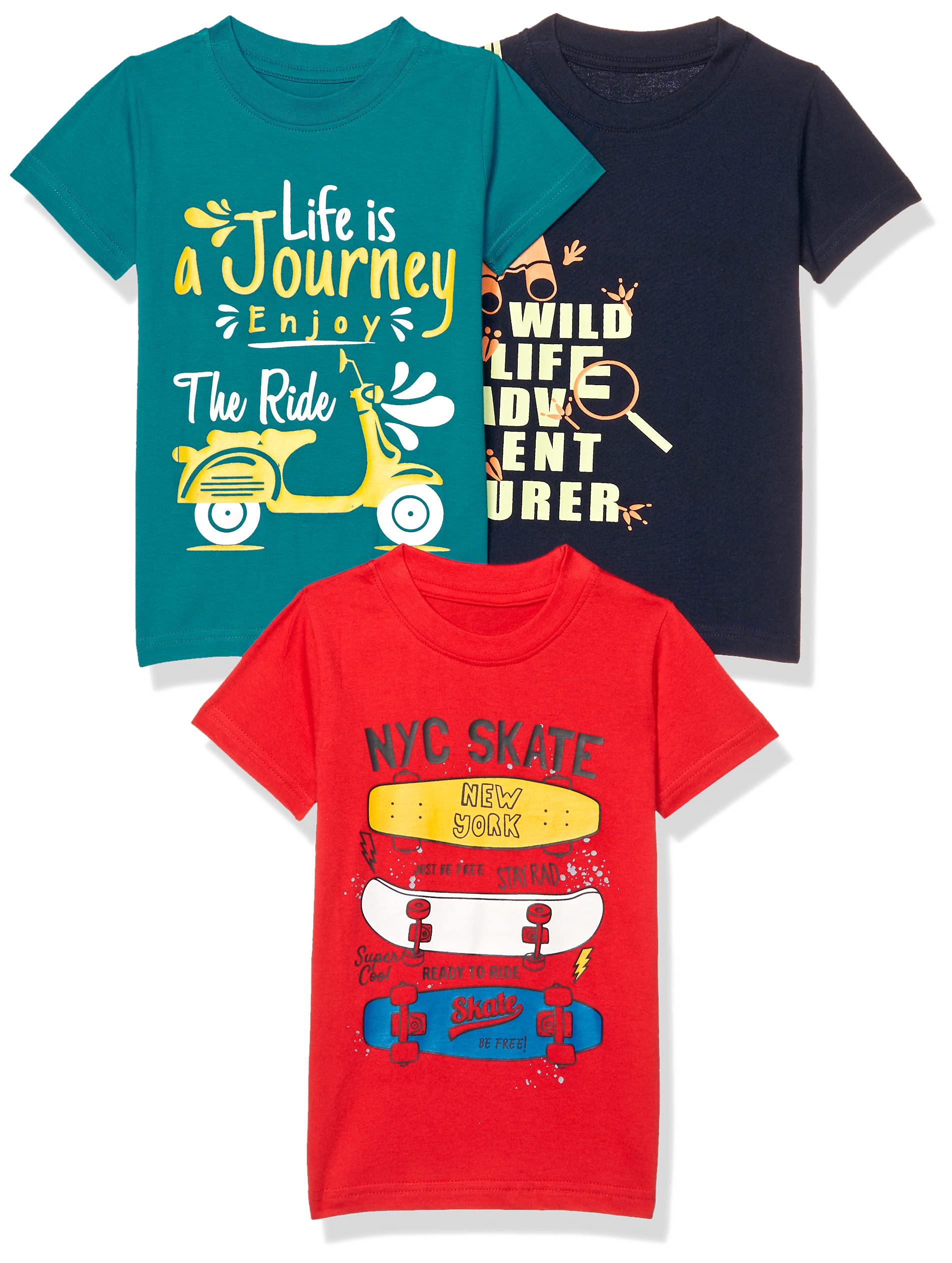 T2F Boys Cotton Solid Regular Fit T-Shirt (Pack of 3)