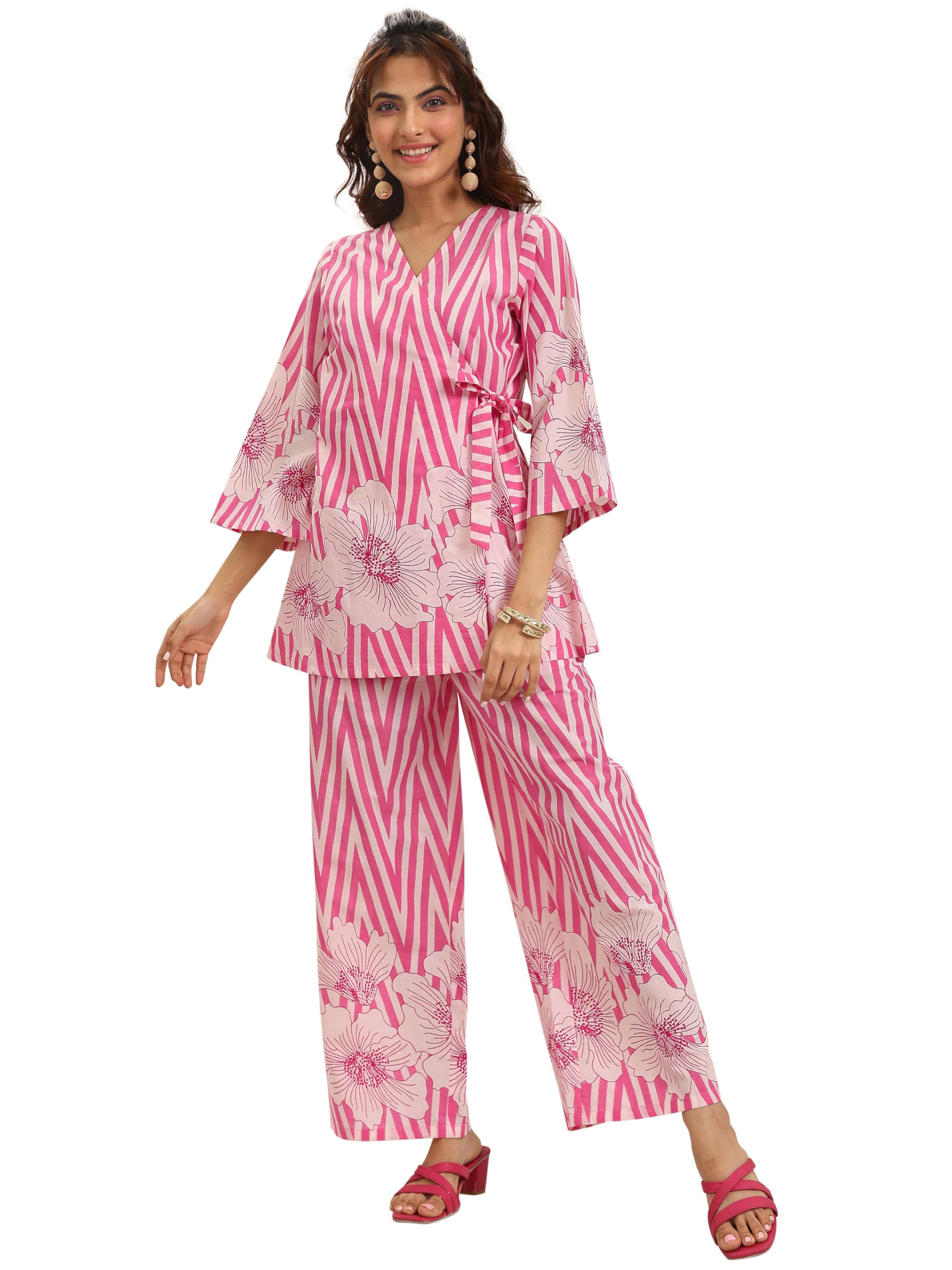 Libas Pink Printed Cotton Co (Ords Co (ords set for Women (400631HM)