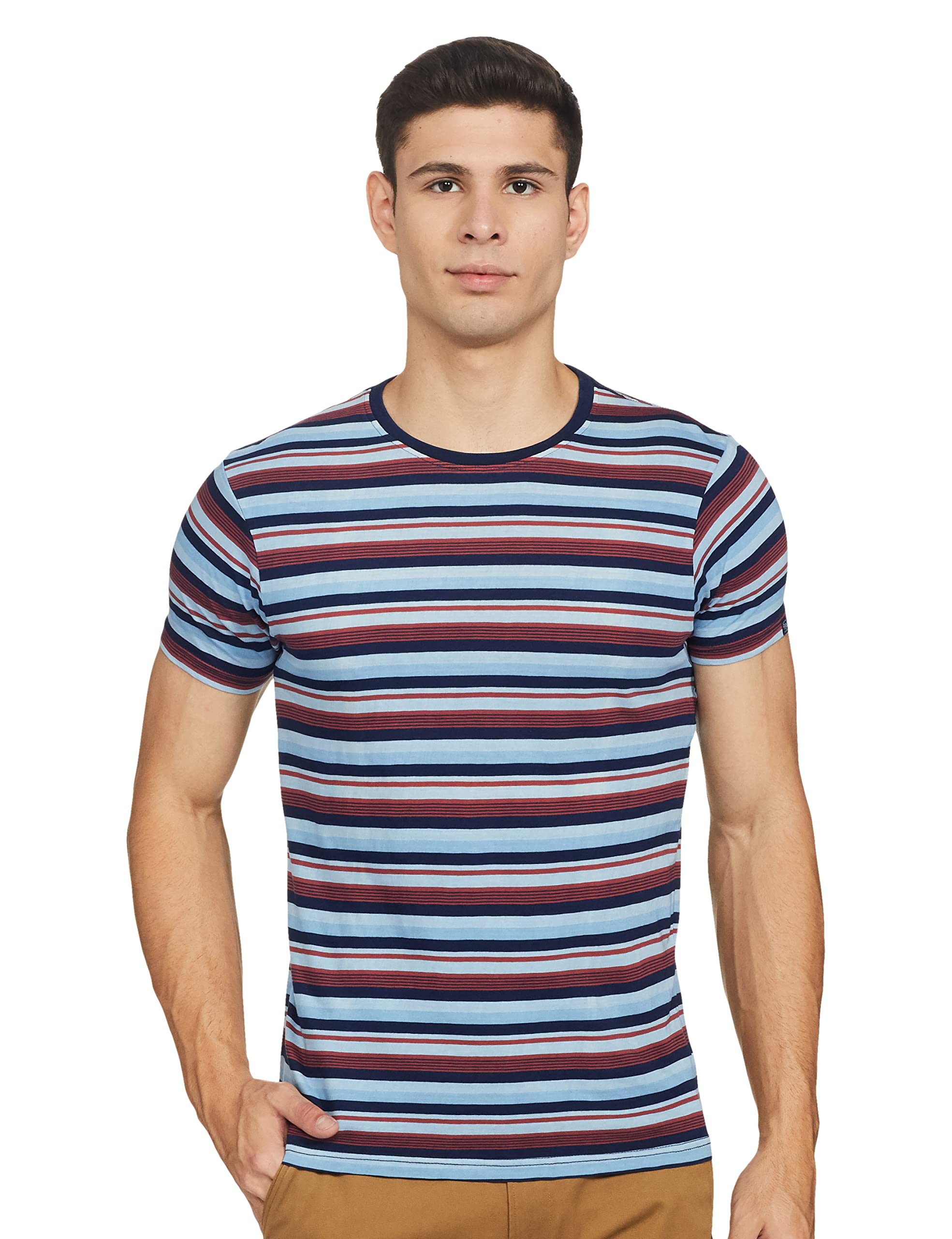 Pepe Jeans MenS Striped Slim T-Shirt (Pm507428_Indigo Navy Blue)