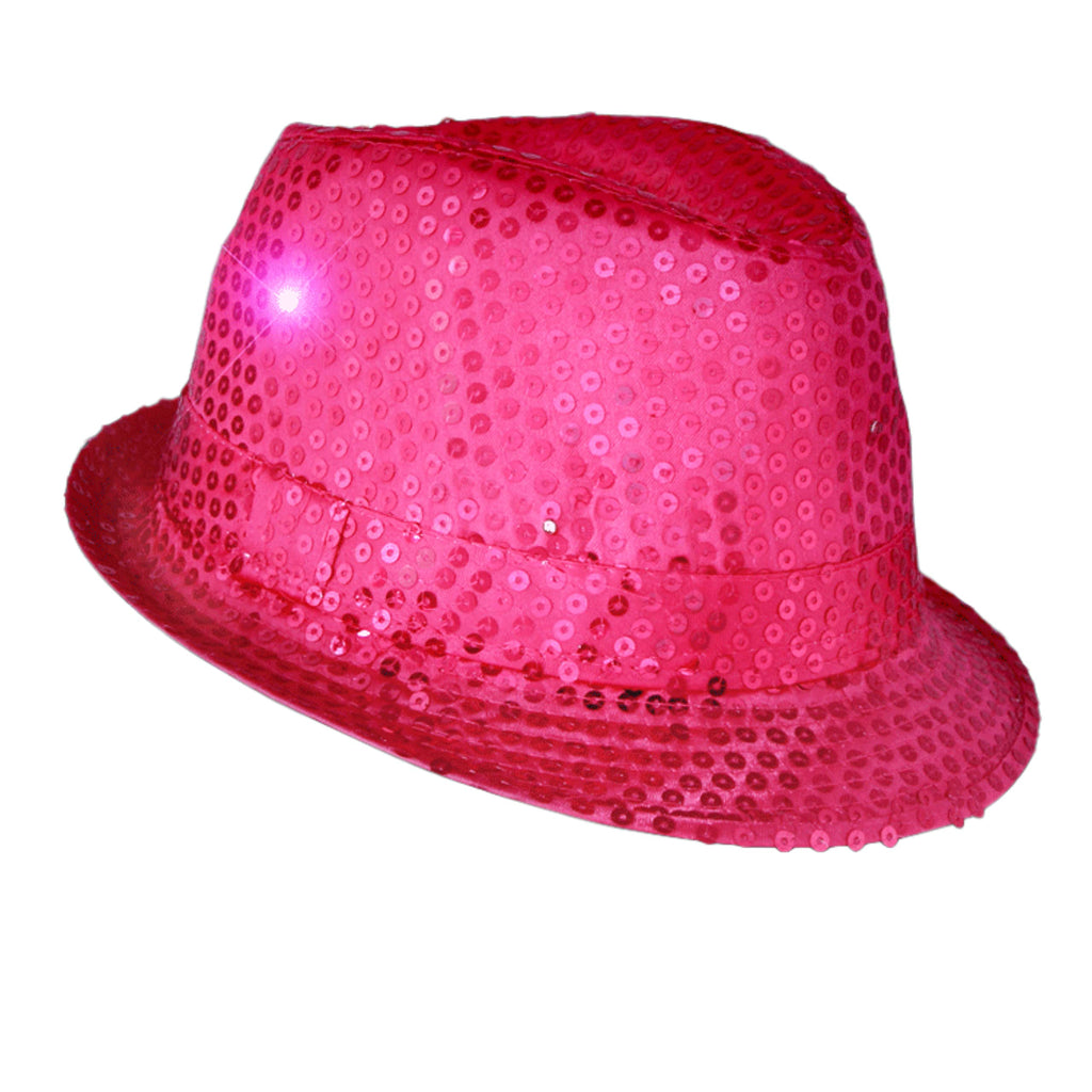 Blinkee LED Flashing Fedora Hat with Pink Sequins