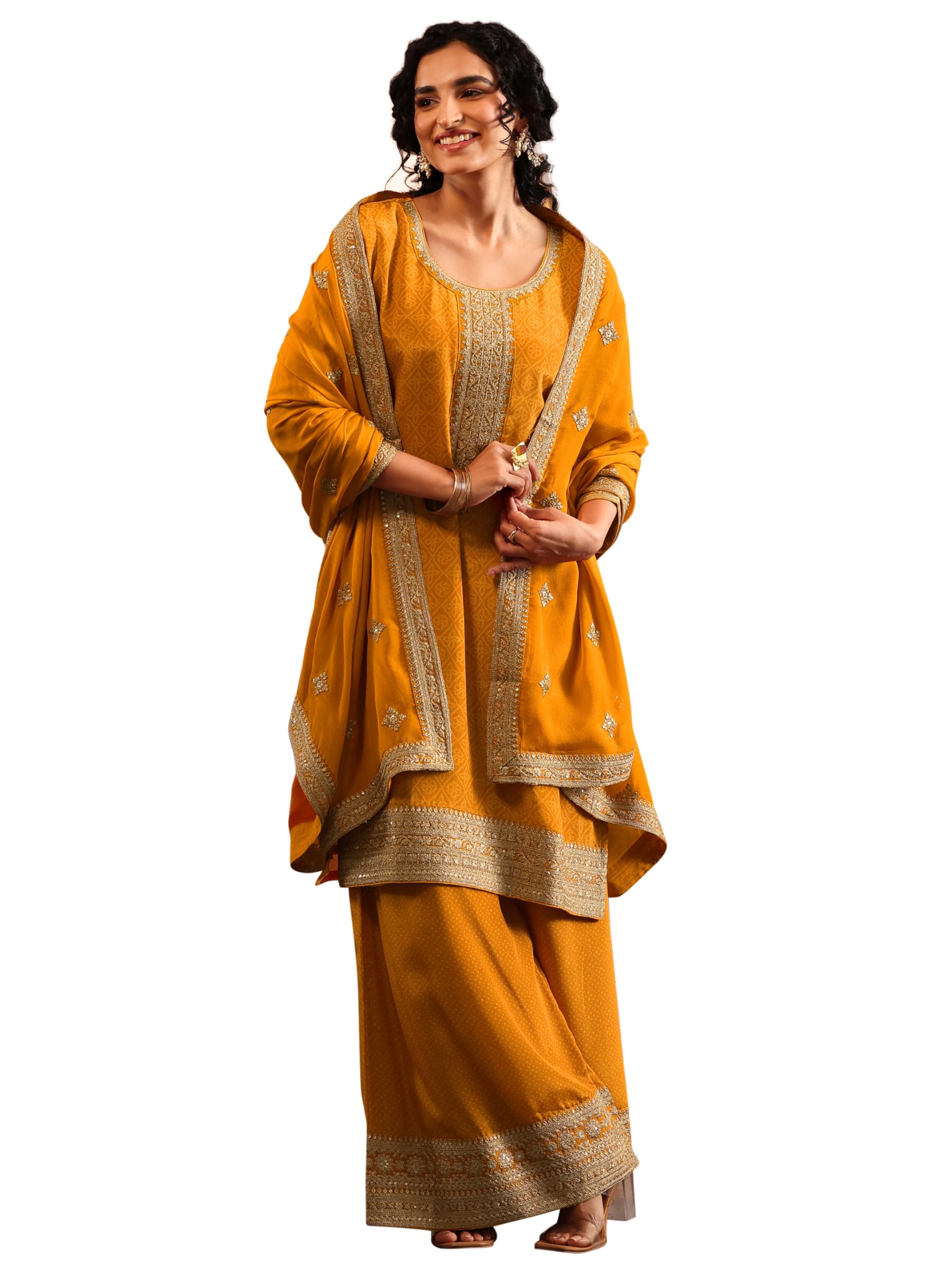 Libas Art Printed Chinon Straight Kurta Set for Women (49801AXXL)