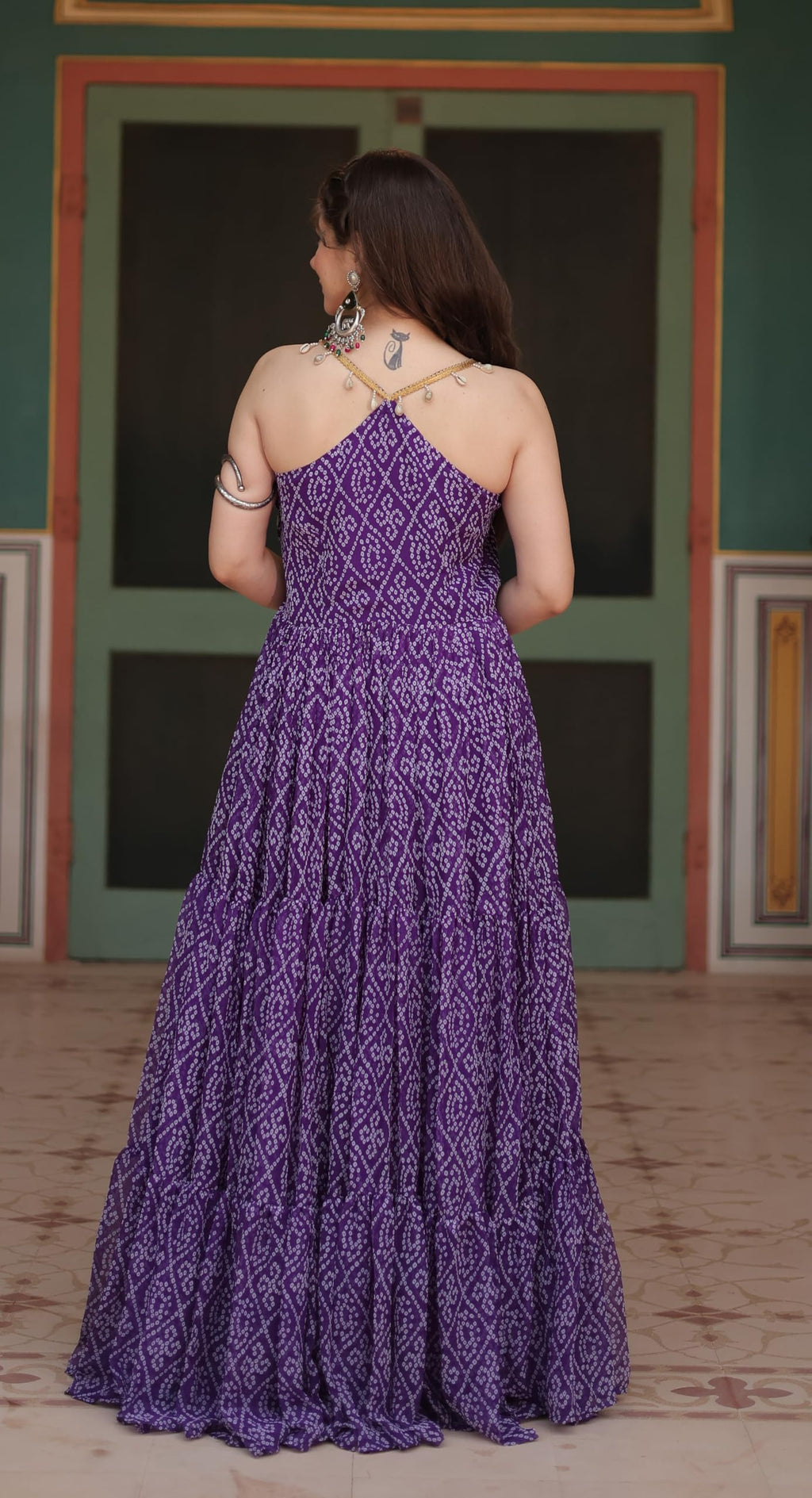 Wedani Faux Georgette Anarkali Kurta Set for Women Purple