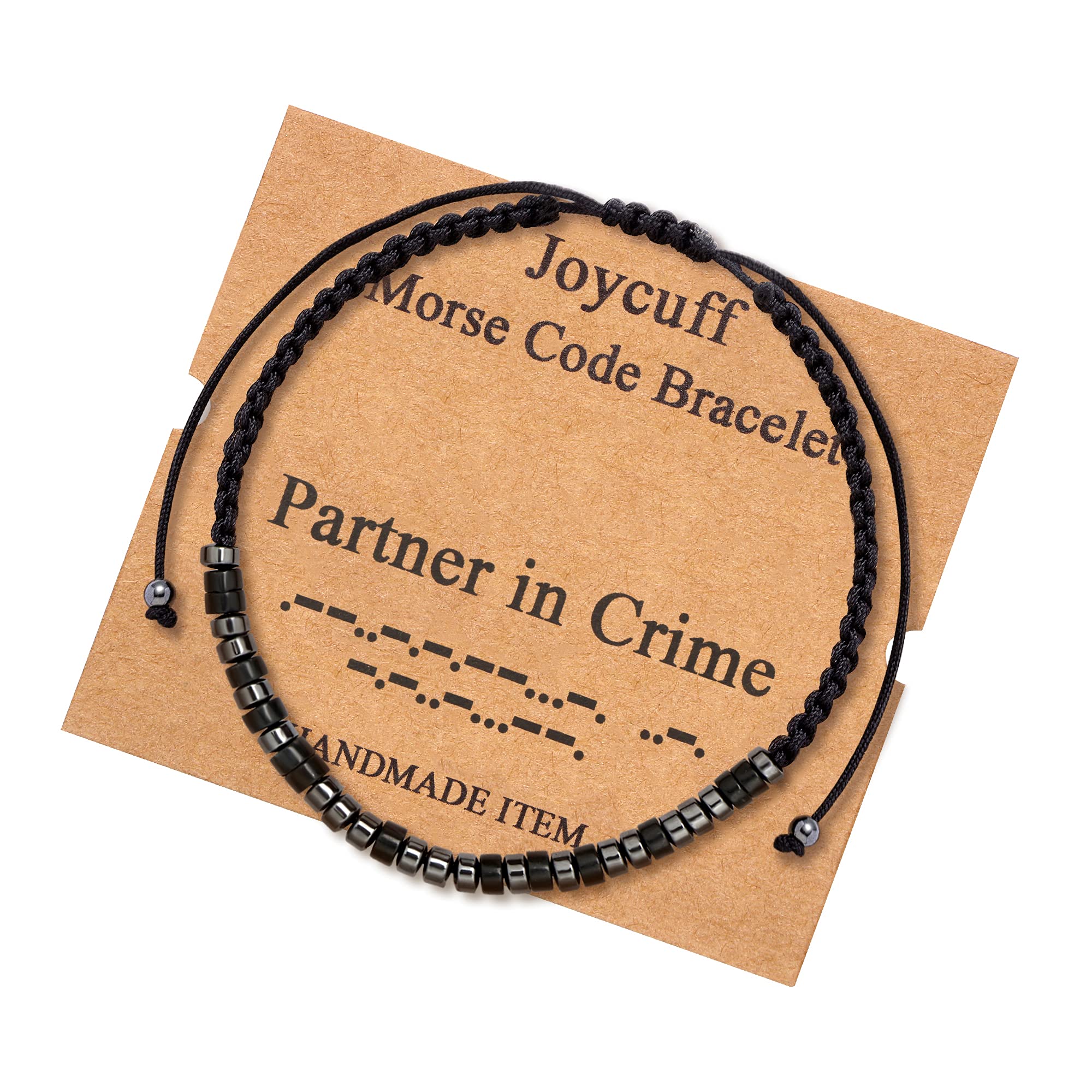 Partner in Crime Morse Code Bracelets for Women Men Unique Trendy Handmade Silk Wrap Strand Jewelry for Mom Aunt Wife Niece Gran