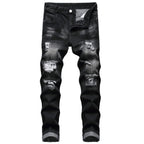 QIMYUM Mens Ripped Jeans, Distressed Destroyed Slim Fit Straight Leg Denim Pants (32, Black702)