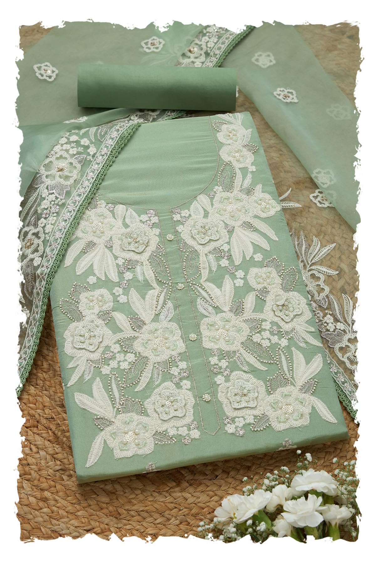 Soch Women Tissue Shimmer Embroidered Unstitched Dress Material