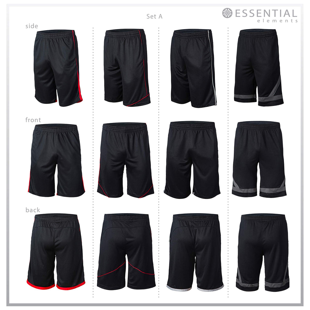 Athletic Shorts for Men - 4 Pack Men's Activewear Quick Dry Basketball Shorts - Workout, Gym, Running