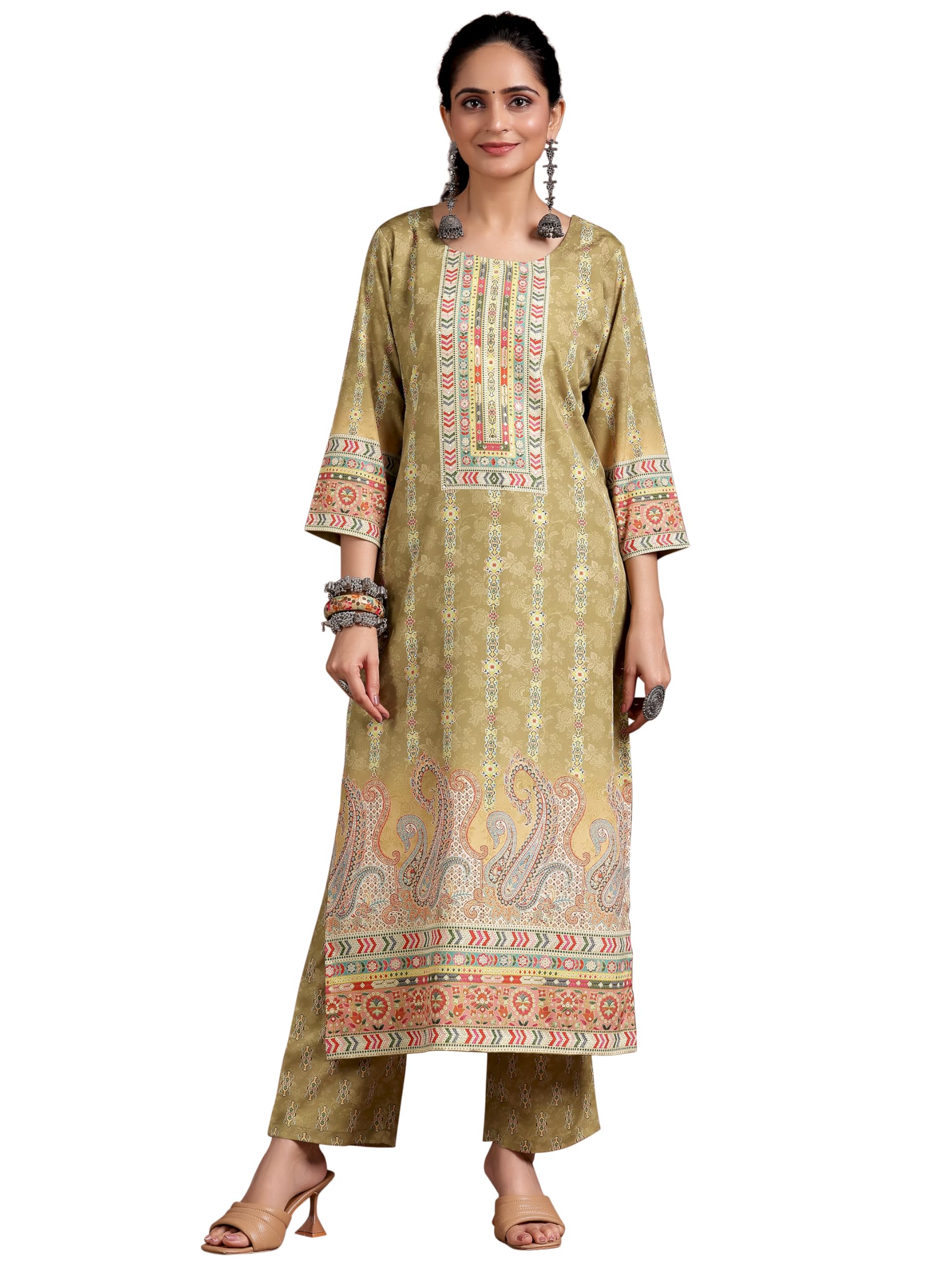Libas WomenS Crepe Printed Straight Kurtas (29242O_Mustard